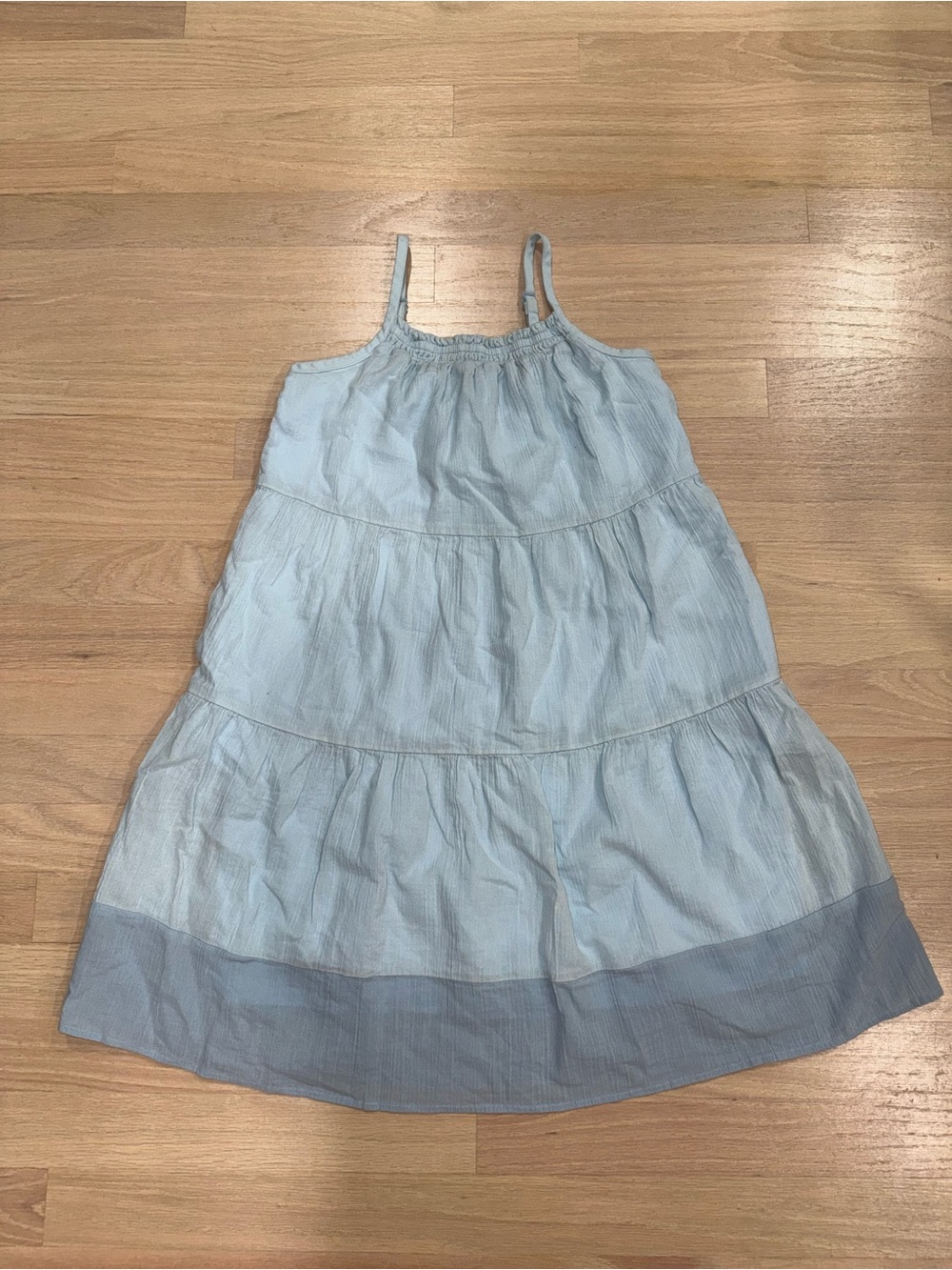 Uniqlo Kids Light Blue Tiered Sundress with Contrast Hem